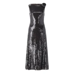 Rotate Midikleid mit Pailletten schwarz Maxikleid