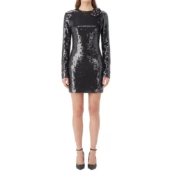 Rotate Minikleid mit Pailletten schwarz Minikleid