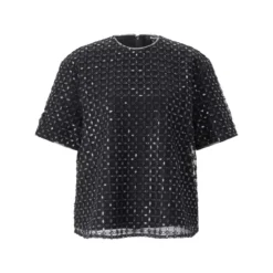 Rotate Shirt mit Pailletten schwarz T-Shirt
