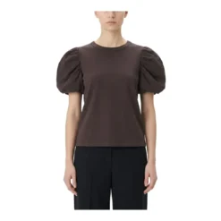 Rotate T-Shirt mit Puffärmeln braun T-Shirt