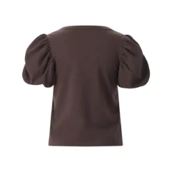Rotate T-Shirt mit Puffärmeln braun T-Shirt