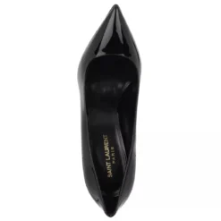 Saint Laurent Logo High Heel Pumps Leather Black Pumps