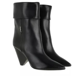 Saint Laurent Niki Monogram Booties Smooth Leather Black Stiefel