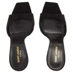 Saint Laurent PAZ Suede And Metallic Leather Sandals Black and Hope Green Pumps