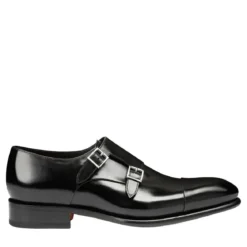 Santoni Leather doublebuckle shoe weiß Slides
