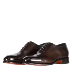 Santoni Oxfords aus Leder in Antik-Optik braun Schnürschuhe
