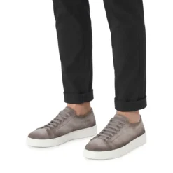 Santoni Sneaker aus Leder braun Schnürschuhe