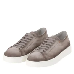 Santoni Sneaker aus Leder braun Schnürschuhe