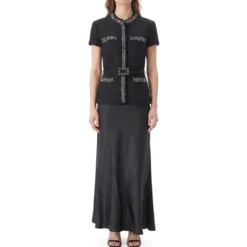Self Portrait Maxi Kleid aus Woll-Mix schwarz Maxikleid