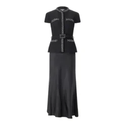 Self Portrait Maxi Kleid aus Woll-Mix schwarz Maxikleid