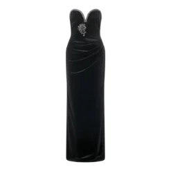 Self Portrait Maxikleid Black Velvet schwarz Maxikleid