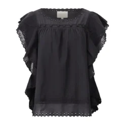STELLA FOREST Blusenshirt Jayna mit Stickerei Schwarz Bluse
