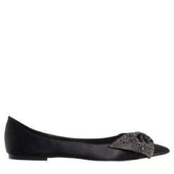 Steve Madden Magi Black Satin Ballerinas