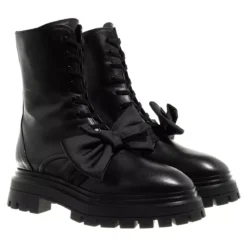 Stuart Weitzman Bedford Loveknot Bootie Black Schnürstiefel