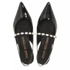 Stuart Weitzman Emlia Pearlita Slingback Flat Black Ballerinas