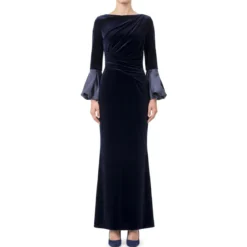 Talbot Runhof Abendkleid aus Samt blau Maxikleid