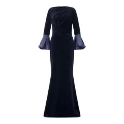 Talbot Runhof Abendkleid aus Samt blau Maxikleid