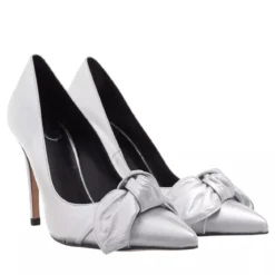 Ted Baker Ryal 100mm Metallic Bow Court Shoe Silver Pumps