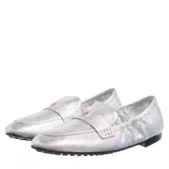 Tory Burch Ballet Loafer Shiny Silver Loafer