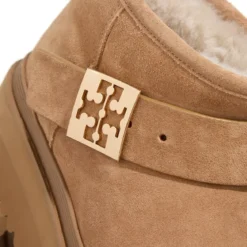 Tory Burch Mellow Shearling Platform Boot Light Chestnut / Gold Stiefeletten
