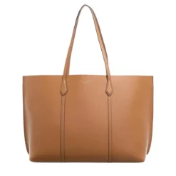 Tory Burch Structured Brown Leather Tote With Refined Details Brown Shopper
