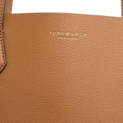 Tory Burch Structured Brown Leather Tote With Refined Details Brown Shopper