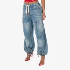 True Religion - Baggy Jogger- Denim-Optik- Weite Silhouette-blau Jeans