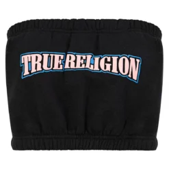 True Religion - Bandeau-Top- Puff-Print- Weiche Fleeceinnensei schwarz Top