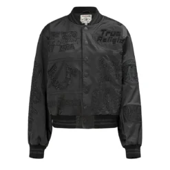 True Religion - Bomber-Jacke- Verzierung mit Ziersteine- Lässi schwarz Blouson