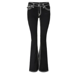 True Religion - Bootcut- Mid Rise- Ausgestelltes Bein- Superschwarz Bootcut-Jeans