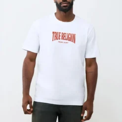 True Religion - Gerader Schnitt- Überschnittende Schultern- Ba weiss T-Shirt