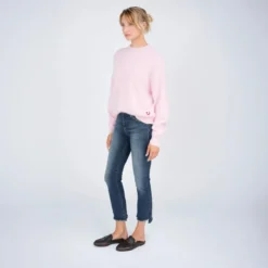 True Religion - Gerader Schnitt- Logo-Stickerei- Rundhalsaussc rosa Pullover