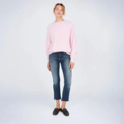 True Religion - Gerader Schnitt- Logo-Stickerei- Rundhalsaussc rosa Pullover