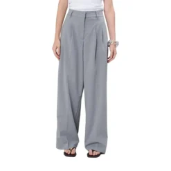 True Religion - Gerades Bein- Buntfalte- Bügelfalte- Unifarbe grau Hose