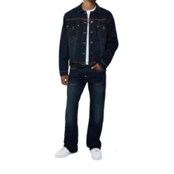 True Religion - Jeansjacke- Brusttaschen- Farbige Ziernähte-blau Jeansjacke