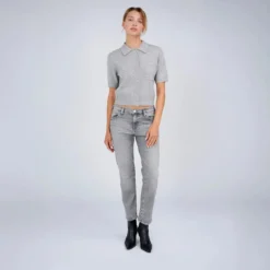 True Religion - Kurze Ärmel- Gerader Schnitt- Rippbündchen angrau Strickjacke