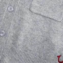 True Religion - Kurze Ärmel- Gerader Schnitt- Rippbündchen angrau Strickjacke
