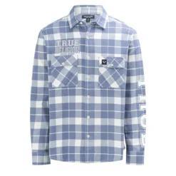 True Religion - Langarm- Flannellhemd- Knopfleiste- Karomuste blau Hemd