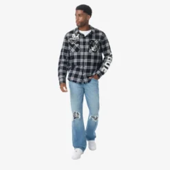True Religion - Langarm- Flannellhemd- Knopfleiste- Karomuste bunt Hemd