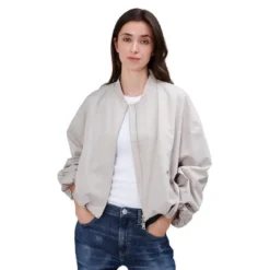 True Religion - Lange Ärmel- Kastenförmiger Schnitt- Verstellb beige Daunenjacke