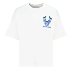 True Religion - Lockerer Schnitt- Überschnittende Schultern- L winterweiß T-Shirt