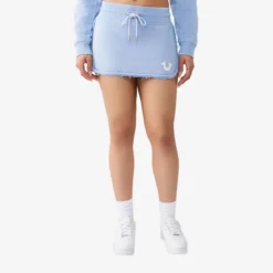True Religion Mini-Rock VINTAGE WASH hellblau Minirock