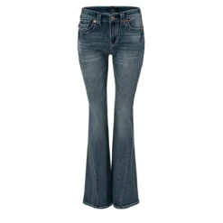 True Religion - Modell: Joey- Ausgestelltes Bein- Drehbein- F blau Ausgestellte Jeans