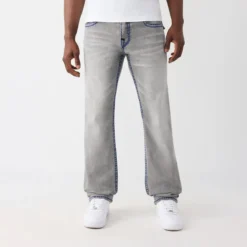 True Religion - Modell: Ricky- Lockere Passform- Farbige Ziern grau Jeans