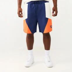 True Religion - Nylon Track-Short- Geometrisches Colorblocking dunkel-blau Shorts