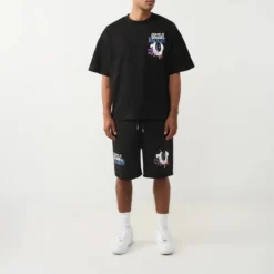 True Religion - Oversize Schnitt- Lockere Passform- Überschnit schwarz T-Shirt