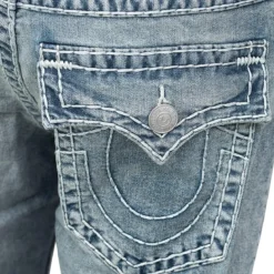True Religion - Straight Jeans- Länge 34- Super T- Klapptasch blau Straight Leg Jeans