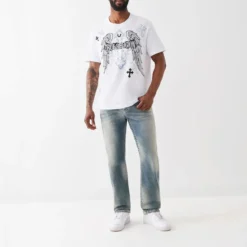 True Religion - Straight Jeans- Länge 34- Super T- Klapptasch blau Straight Leg Jeans