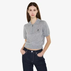 True Religion Strick-Poloshirt AMARA grau Poloshirt