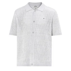 True Religion - Strickshirt in Häkeloptik- Weiche, strukturiert hell-grau T-Shirt